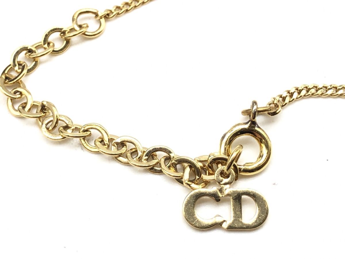 0205-514S⑥23196　ネックレス Christian Dior クリスチャンディオール CDロゴ ラインストーン ゴールドカラー アクセサリー_画像6