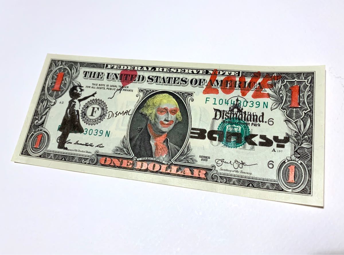  ultra rare Banksy Bank si-Dismaland Dismal Dollar(Real Currency)tizma Land 1 dollar . original art Work inspection Murakami .kawsdolk