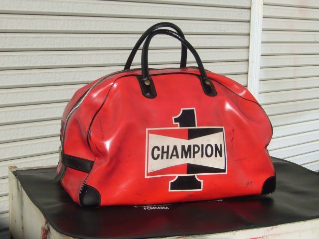激レア　チャンピオン　スパークプラグ　７０年代　レーシングバッグ　ビッグサイズ　バッグ　ヘルメット　ビンテージ　CHAMPION　レース