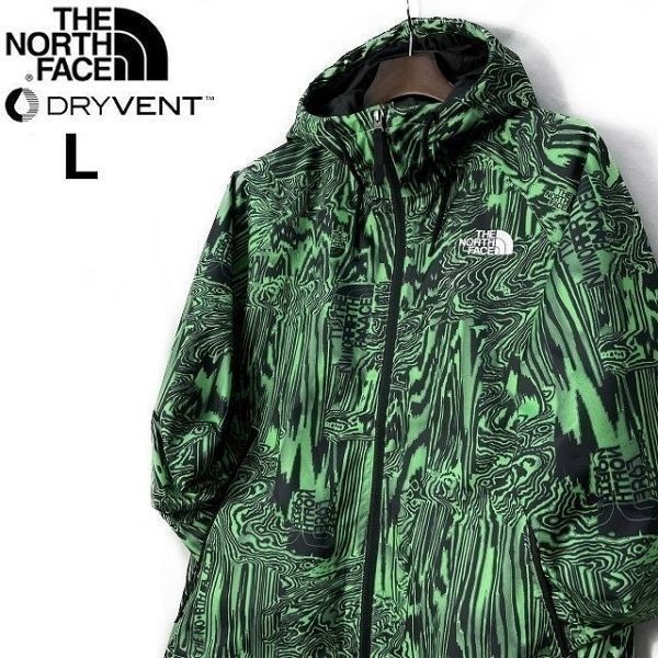 1円～!売切!【正規新品】THE NORTH FACE NOVELTY TNF PRINTED RAIN HOODIE マウンテンジャケット US限定 2023最新 防水(L)緑総柄180915-65_画像2