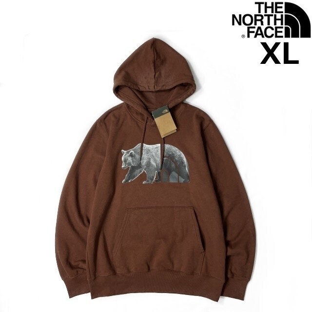 1円～!売切!【正規新品】THE NORTH FACE◆TNF BEAR PULLOVER HOODIE パーカー US限定 くま 熊 ビッグロゴ 裏起毛 男女兼用(XL)茶 181130-30_画像3