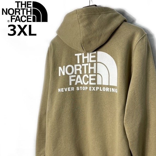 1円～!売切!【正規新品】THE NORTH FACE◆THROWBACK HOODIE プルオーバー パーカー US限定 ビッグロゴ 裏起毛 (3XL)茶 ベージュ 181130-30_画像2