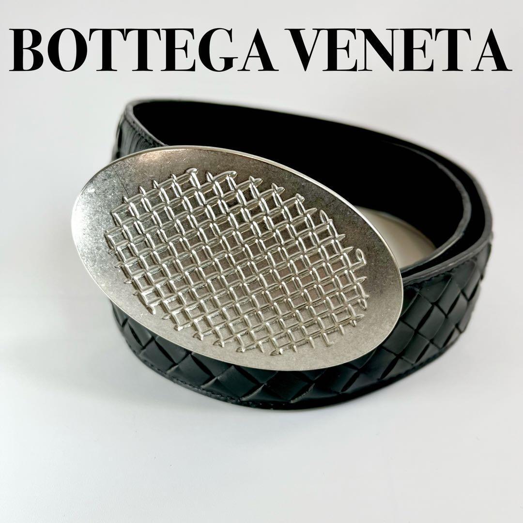 希少美品☆BOTTEGA VENETA ボッテガヴェネタ レザー ベルト イントレチャート　バックル　黒 メンズ レディース　90㎝ 36IN_画像1