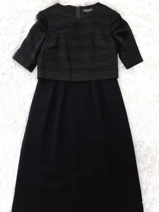 【INDIVI】ブラックフォーマル　セットアップ　ワンピース　ジャケット 日本製　38　 冠婚葬祭