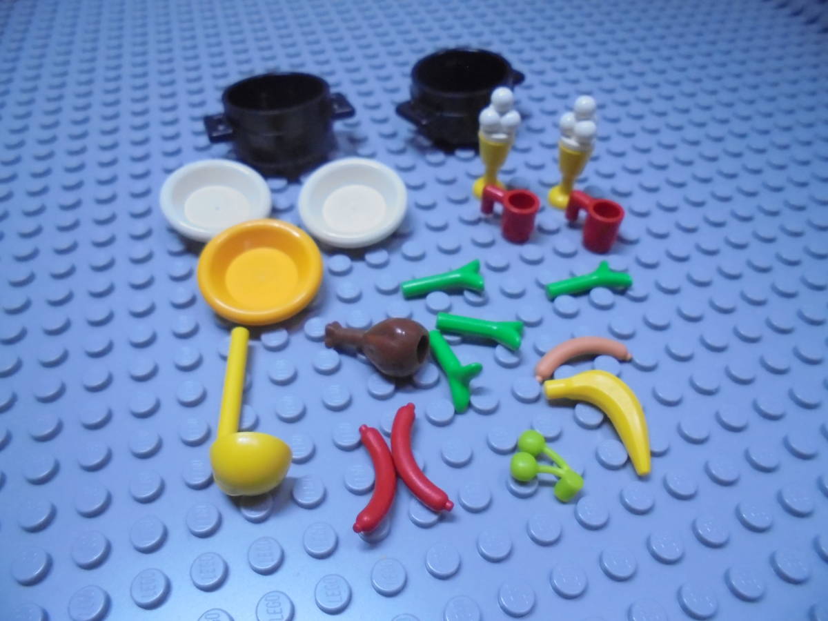 ★LEGO/レゴ 　鍋・食器・食材セット★バナナ・ソーセージ・グラス★ミニフィグ・部品取り_画像2