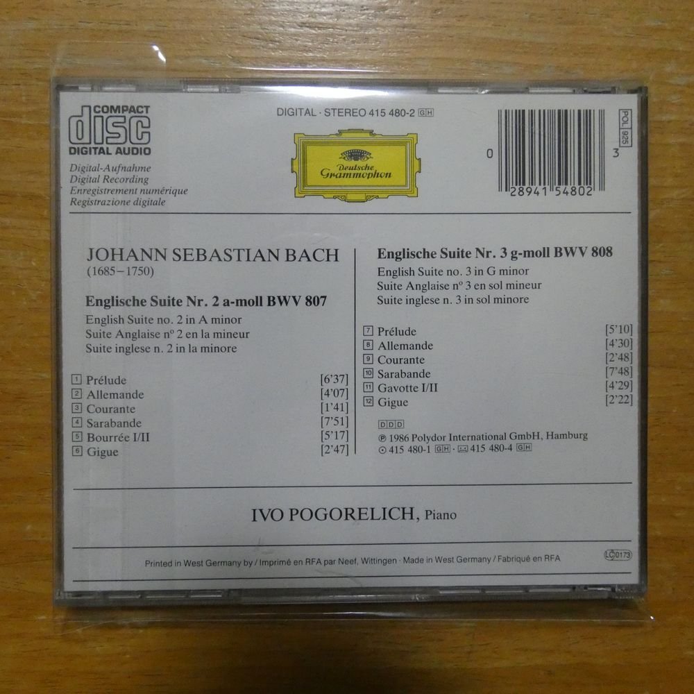 028941548023;【CD】POGORELICH / BACH:ENGLISH SUITES NOS.2.3()_画像2