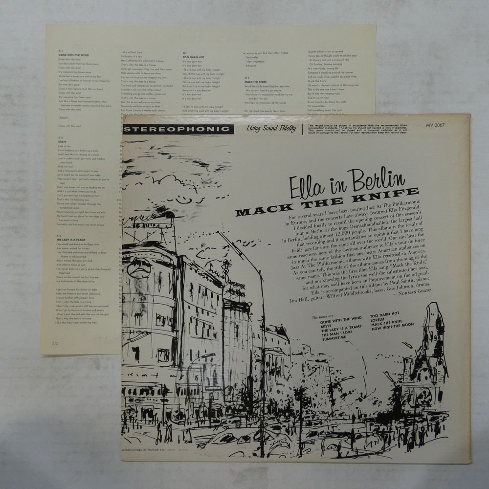 46061311;【国内盤/Verve/MONO/美盤】Ella Fitzgerald Accompanied By The Paul Smith Quartet / Mack The Knife - Ella In Berlin_画像2