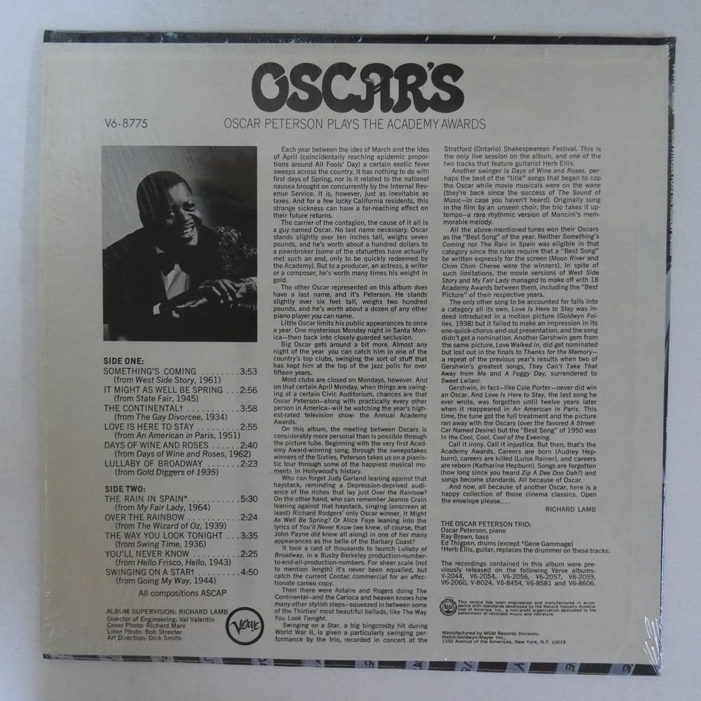 46061856;【US盤/Verve/黒T字/シュリンク】Oscar Peterson Trio / Oscar's Oscar Peterson Plays The Academy Awards_画像2