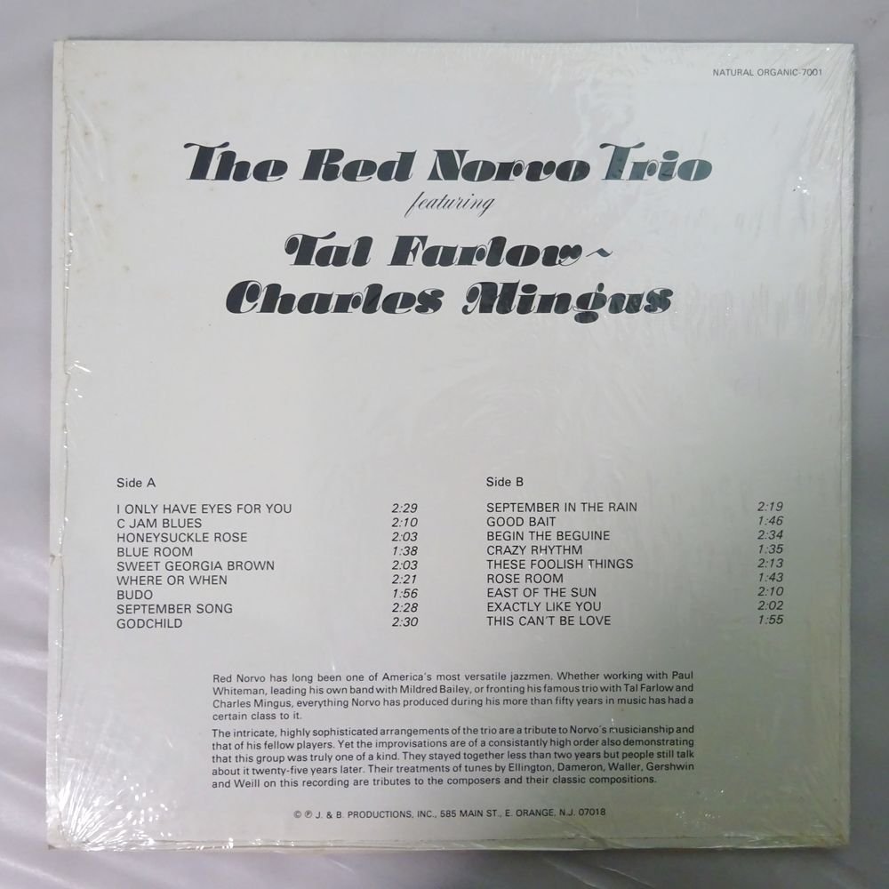 10021015;【US盤/MONO/シュリンク/Natural Organic】The Red Norvo Trio / Featuring Tal Farlow Charles Mingus_画像2