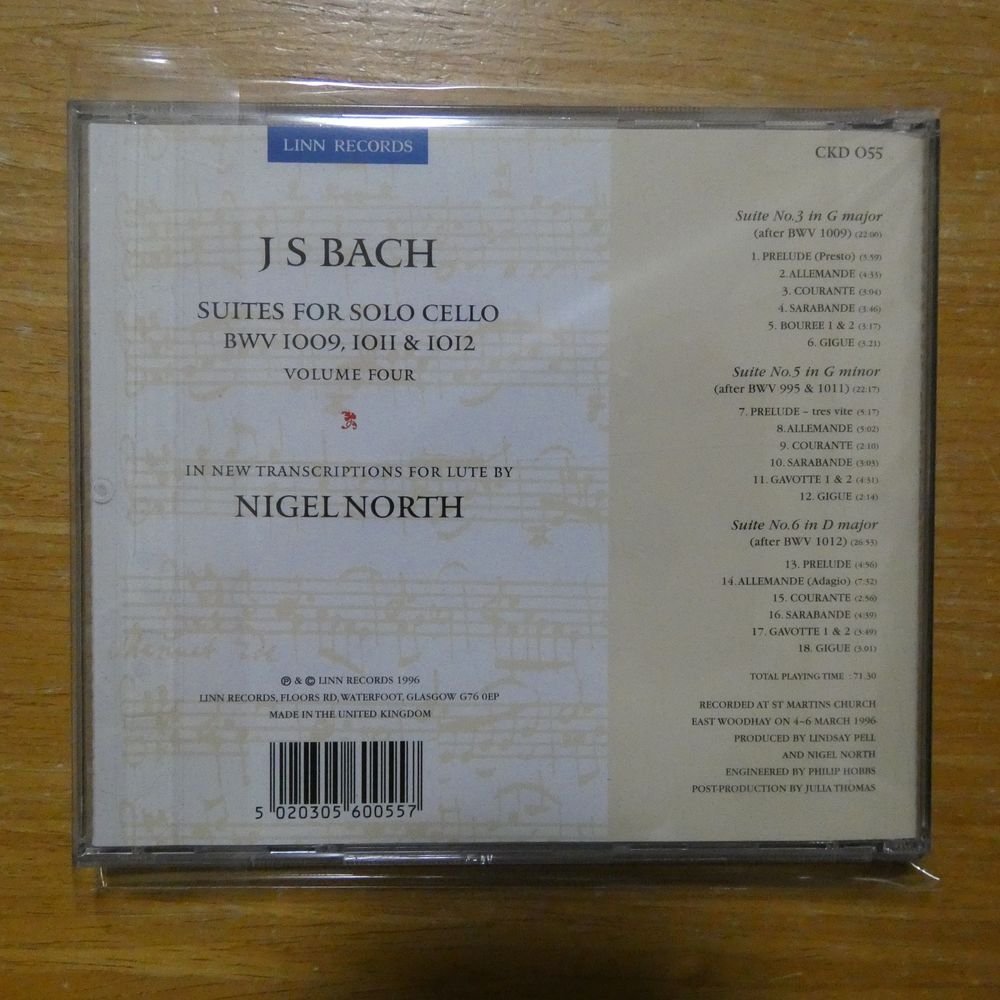 5020305600557;【CD】NIGEL NORTH / BACH ON THE LUTE VOL.IV(CKD055)_画像2