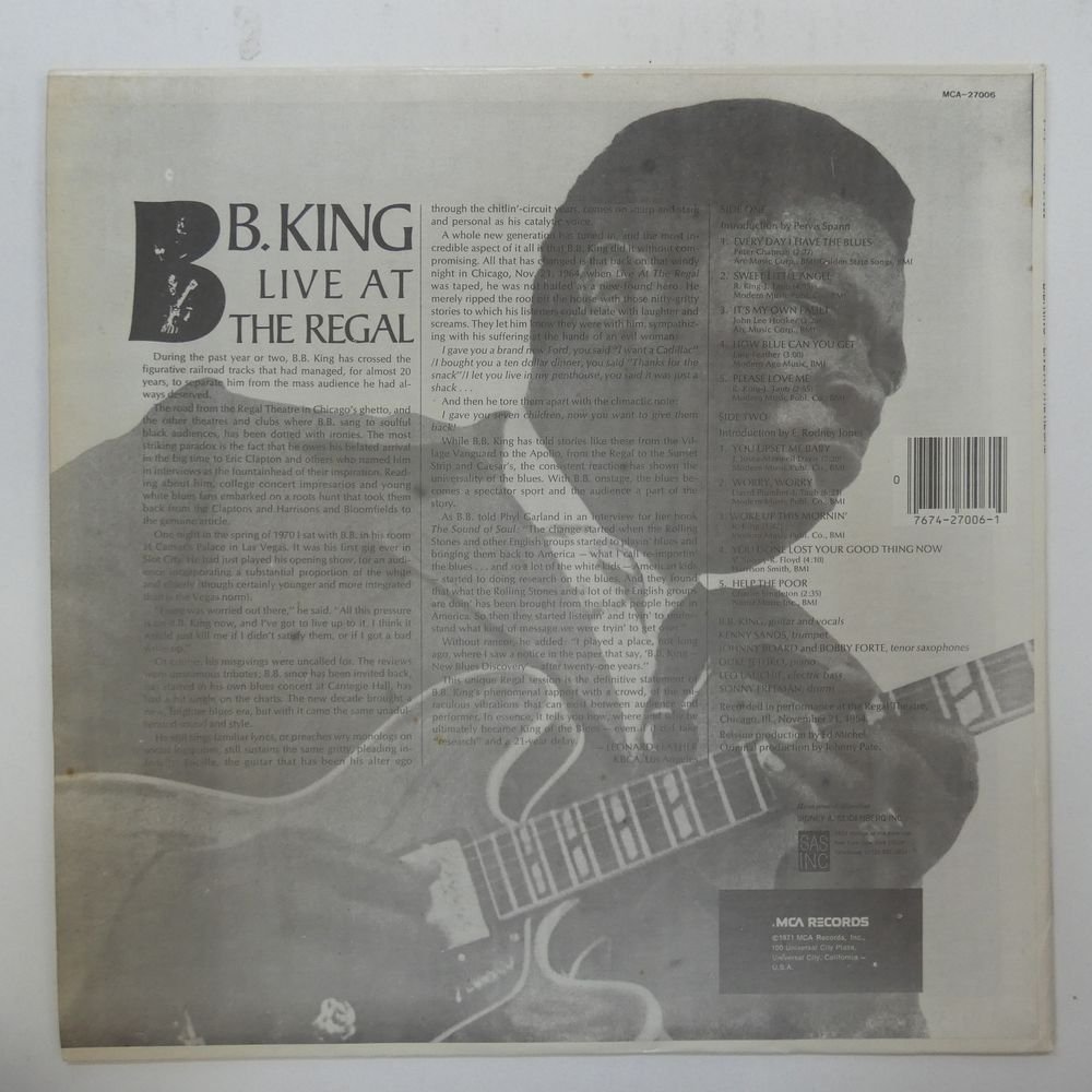 46063473;【US盤】B.B. King / Live At The Regal_画像2