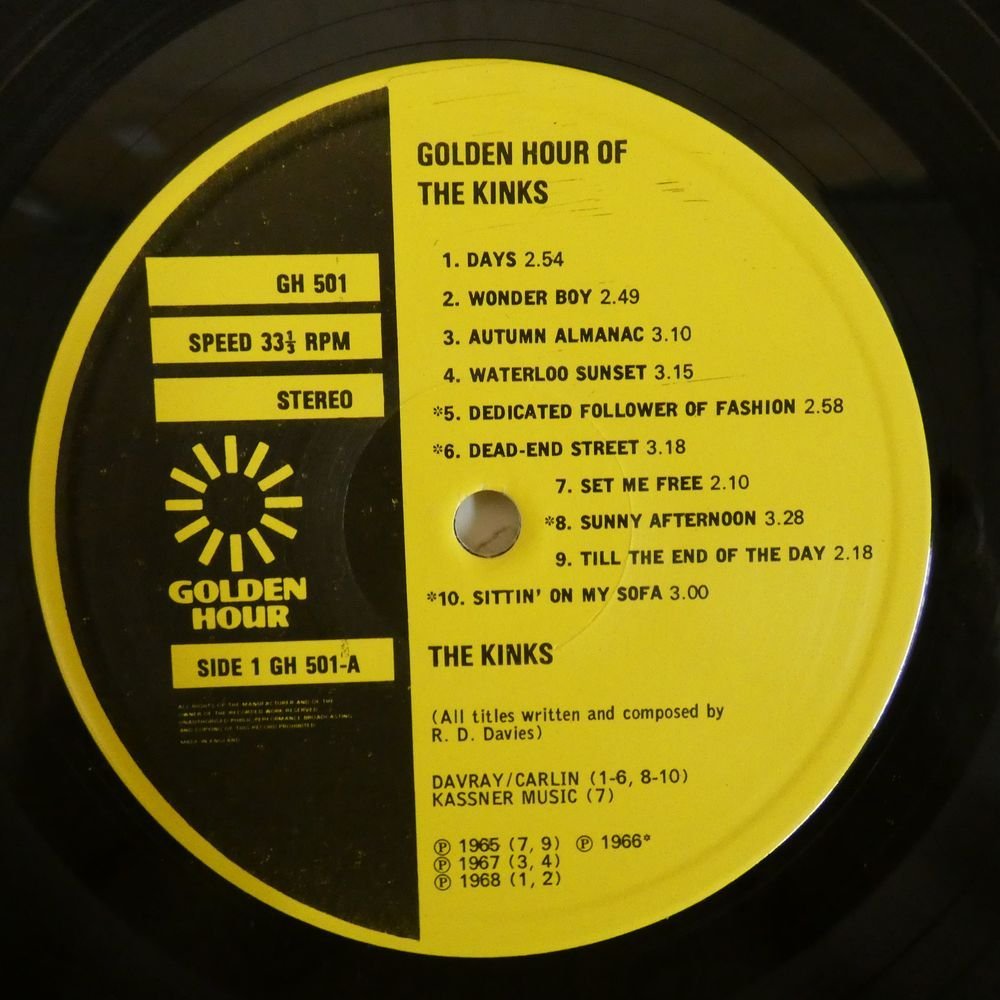 46063669;【UK盤/美盤】The Kinks / Golden Hour Of The Kinks_画像3