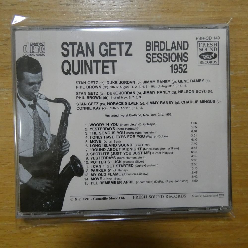 41090788;【CD】STAN GETZ QUINTET / BIRDLAND SESSIONS-1952.　FSR-CD149_画像2