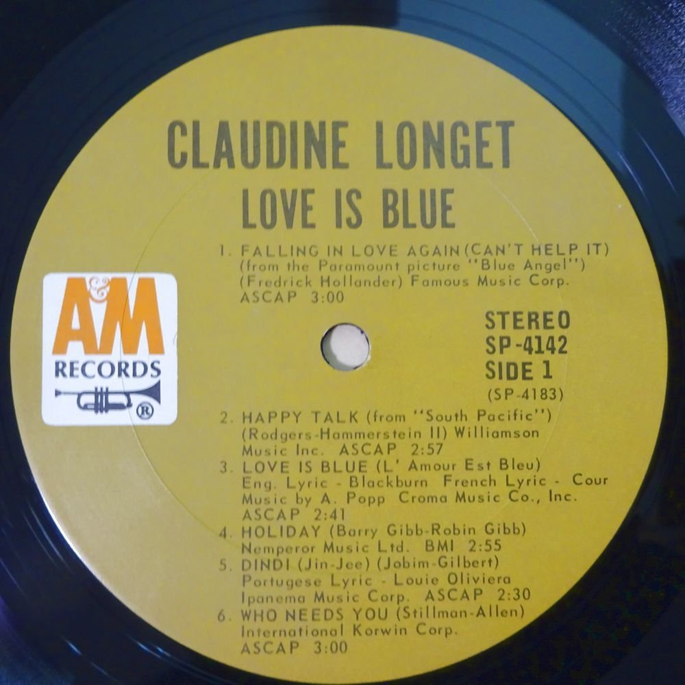 10021614;【USオリジナル/マト両面1A】Claudine Longet / Love Is Blue_画像3