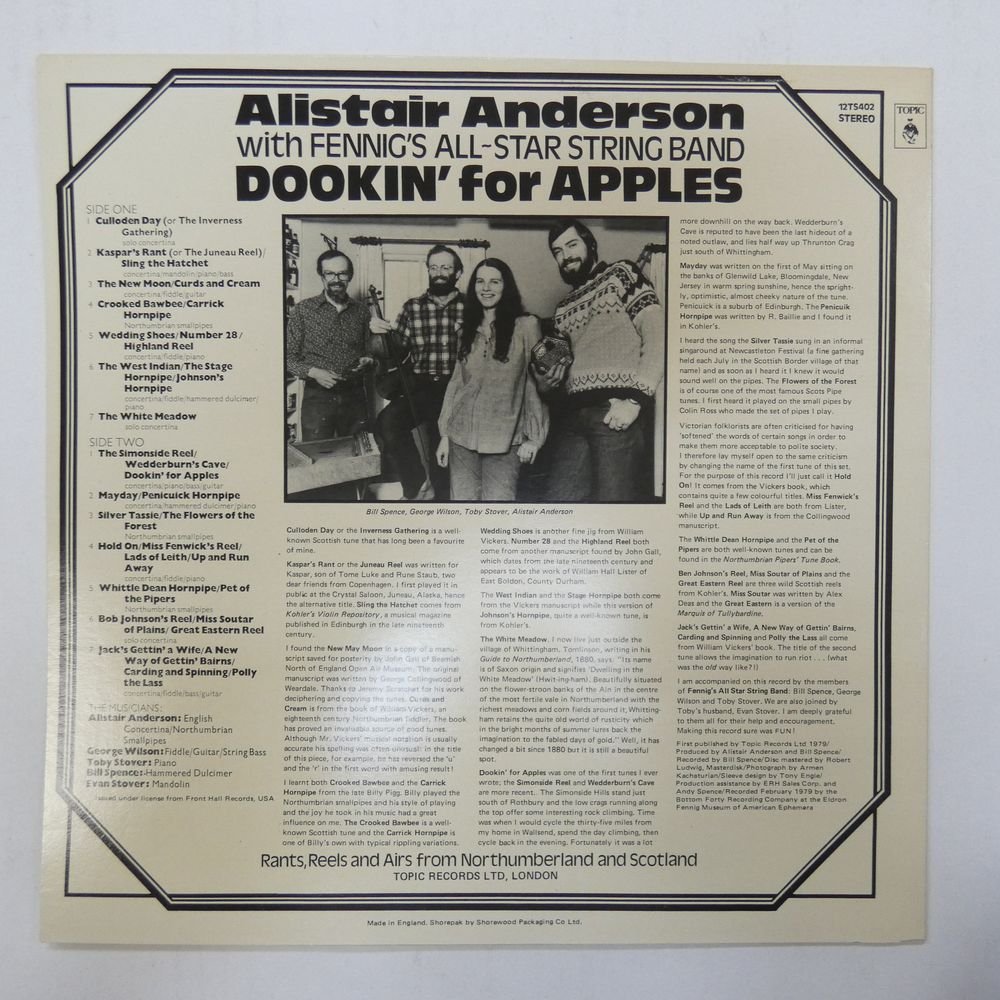 46064320;【UK盤】Alistair Anderson / Dookin' For Apples_画像2