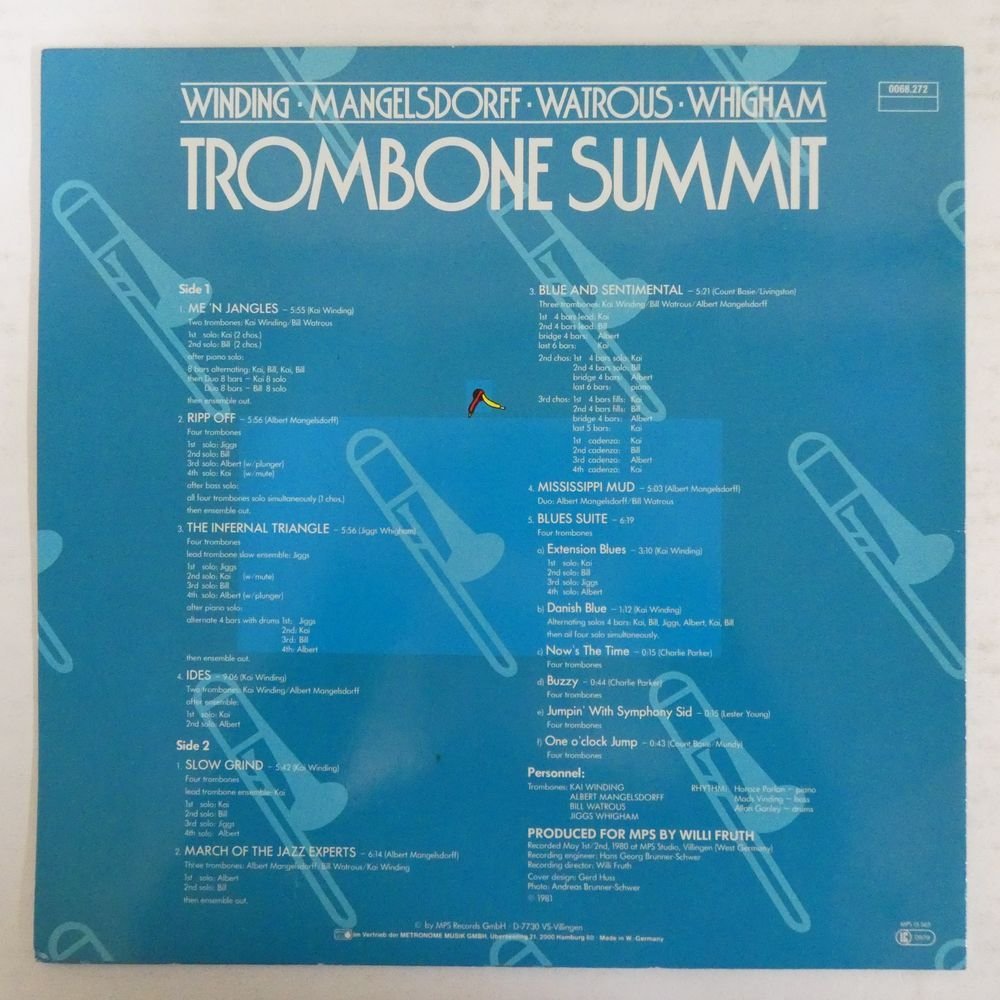 46064538;【Germany盤/MPS/コーティングジャケ/美盤】V・A / Trombone Summit_画像2