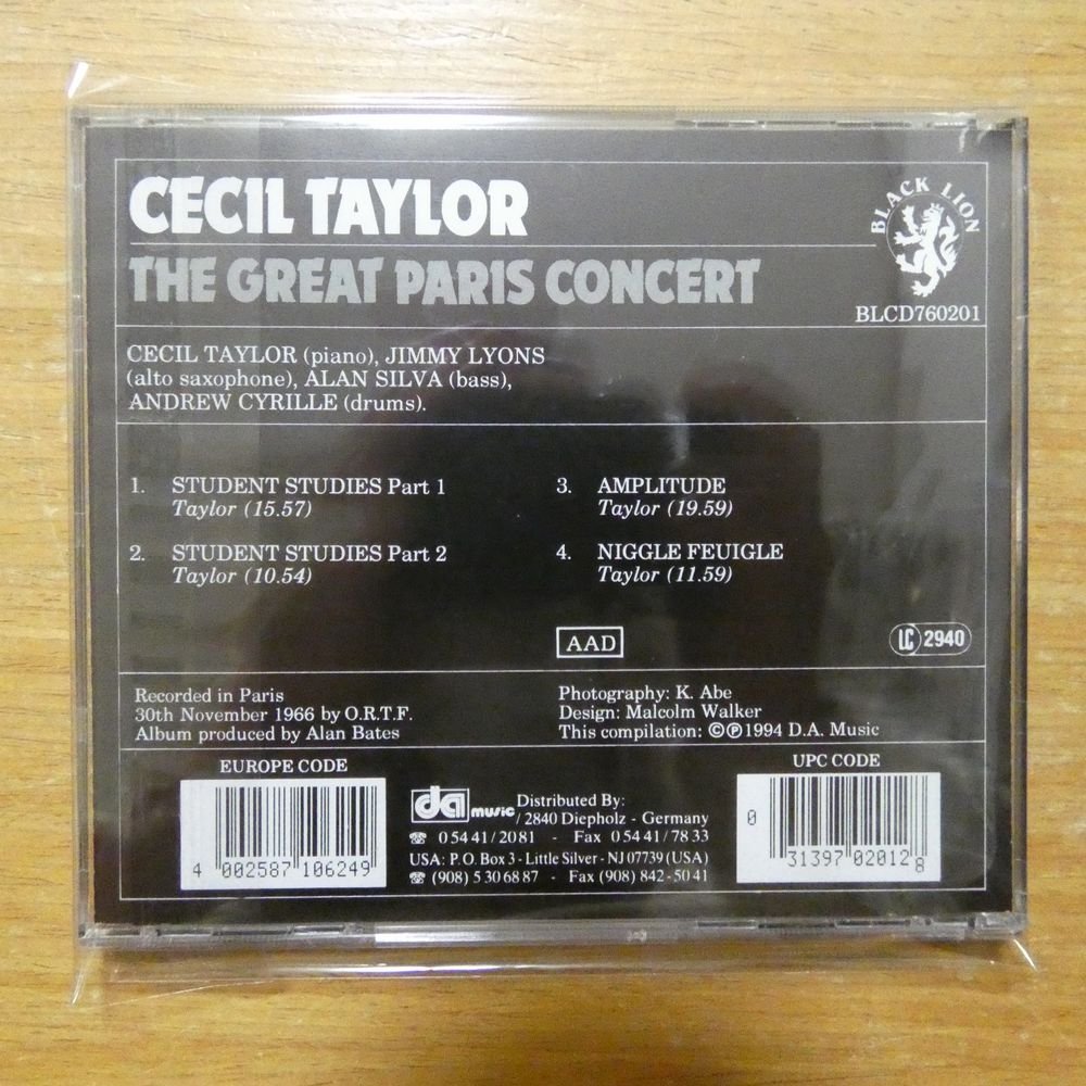 4002587106249;【CD】CECIL TAYLOR / THE GREAT PARIS CONCERT　BLCD-760201_画像2