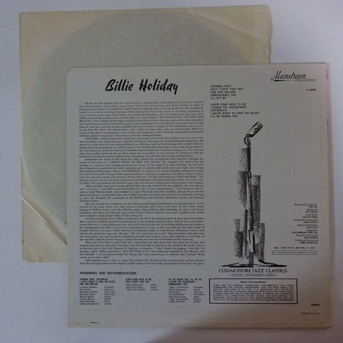 10020506;【US盤/Mainstream】Billie Holiday / Commodore Jazz Classics_画像2