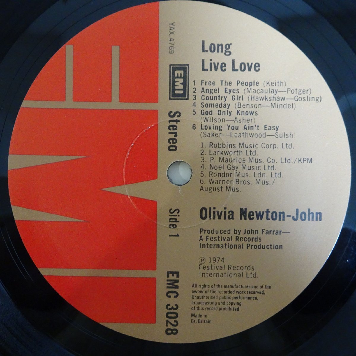 11179893;【UK盤/マト両面1/テクスチャージャケ】Olivia Newton-John / Long Live Love_画像3