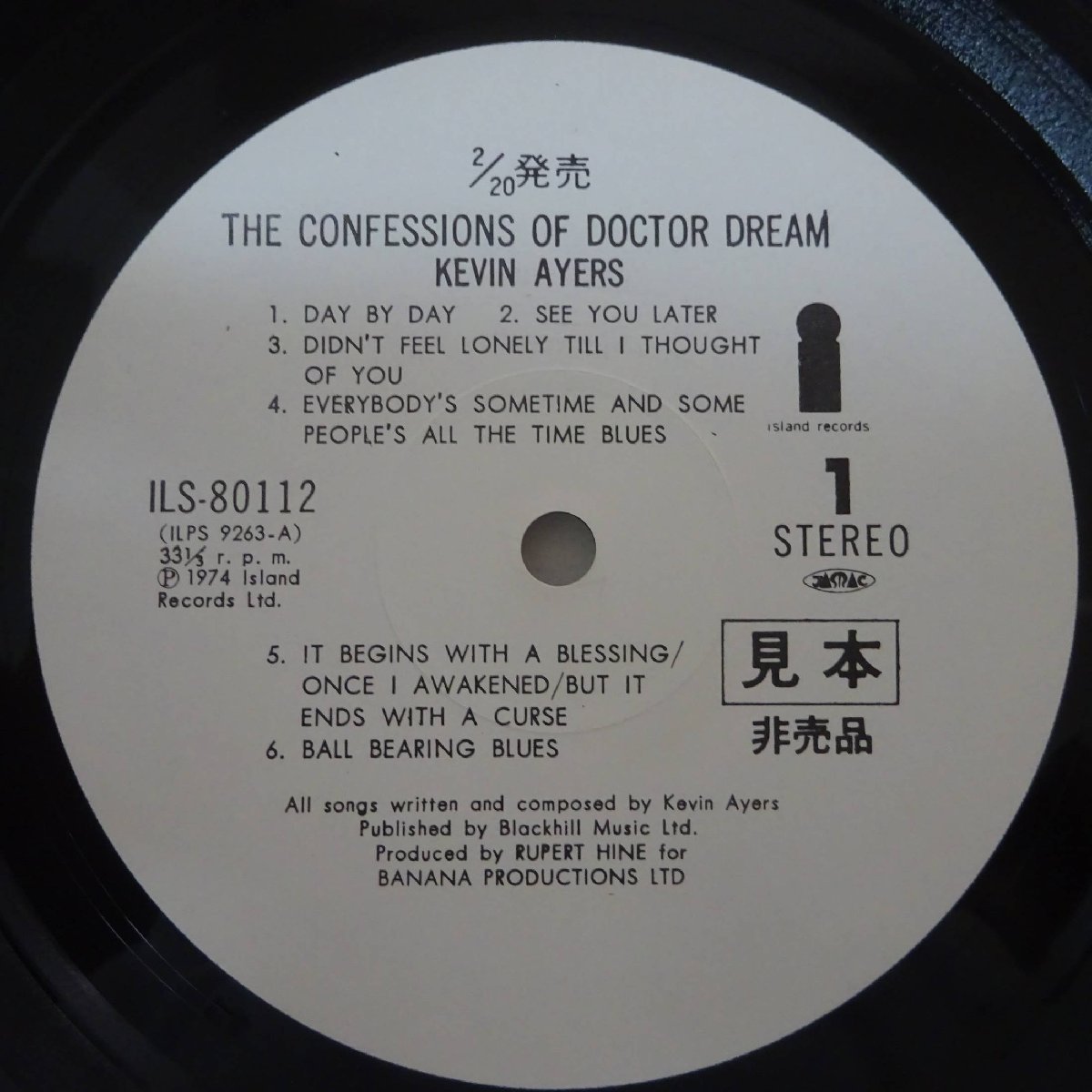 11181642;【JPNオリジナル/プロモ白ラベル】Kevin Ayers / The Confessions Of Dr. Dream And Other Stories 夢博士の告白_画像3