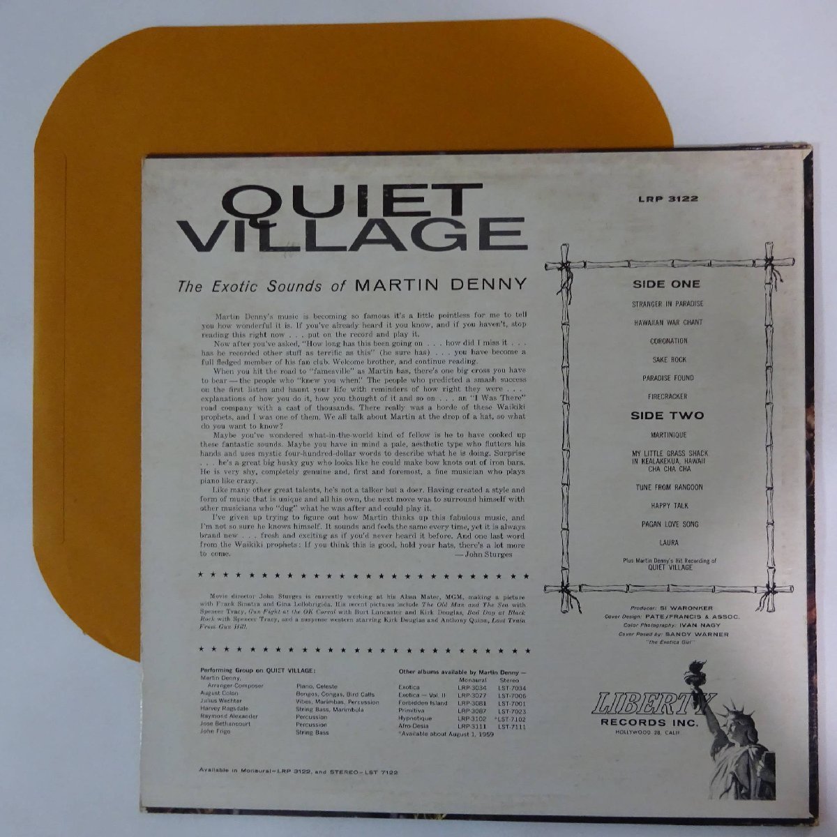 14029861;【US盤/LIBERTY/虹ラベル/深溝】Martin Denny / Quiet Village - The Exotic Sounds Of Martin Denny_画像2
