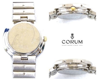  Corum CORUM Admiral cup SWISS PARTS 3875 combination 3 hands face white quarts wristwatch Gold ^ Junk 