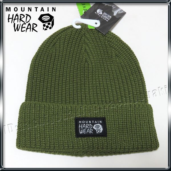 Mountain Hardwear 新品 マウンテンハードウェア MHW パッチロゴ ニット キャップ ビーニー グリーン メンズ レディース 帽子 ニット帽_画像1