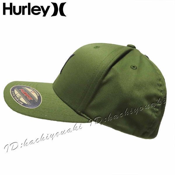 Hurley 新品 ハーレー One&Only 刺繍ロゴ FLEXFIT Black キャップ メンズ オリーブ サイズ L-XL One Only カーキ 帽子_画像3