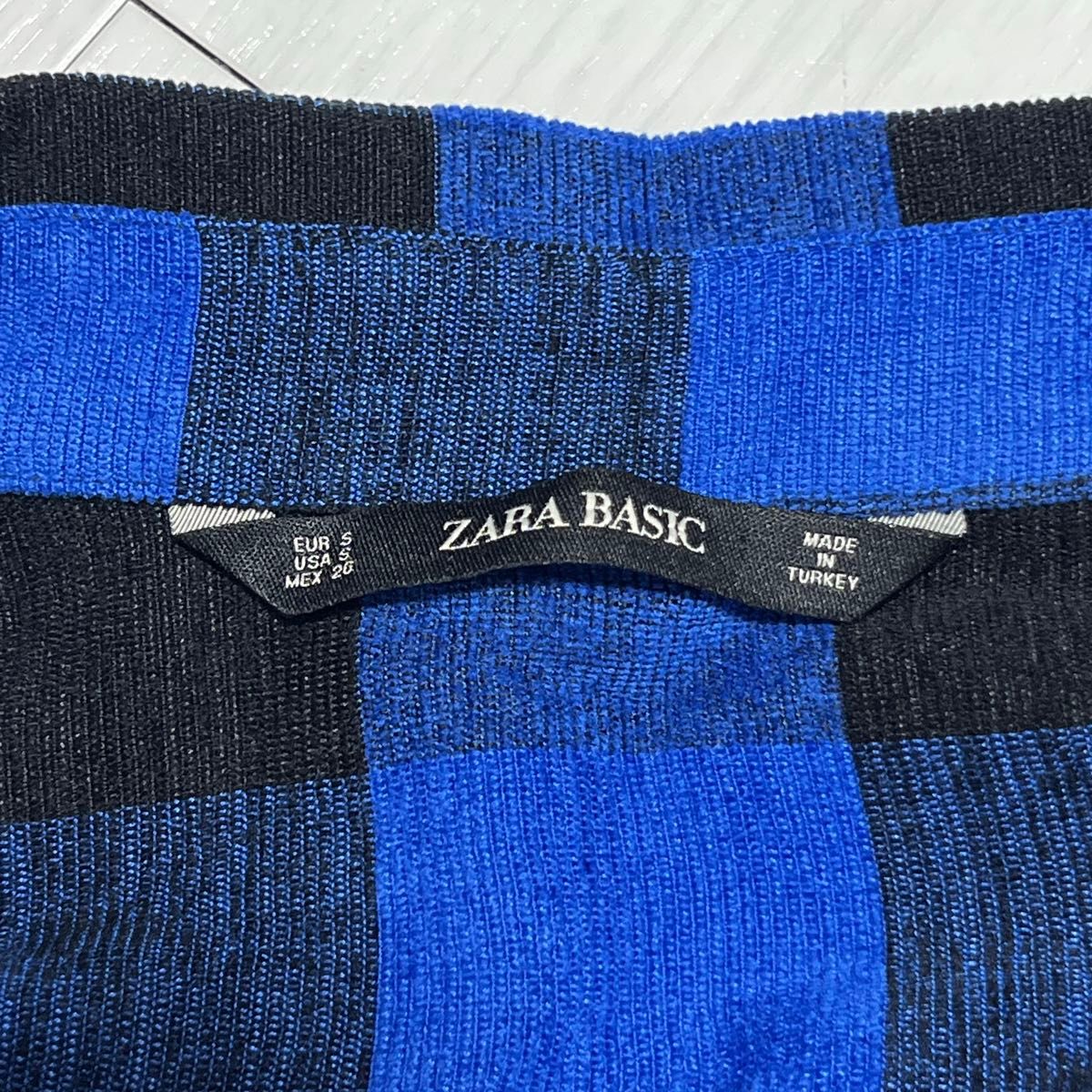 ZARA BASIC ネルシャツ チェック 長袖 胸ポケット シャツ ブルー