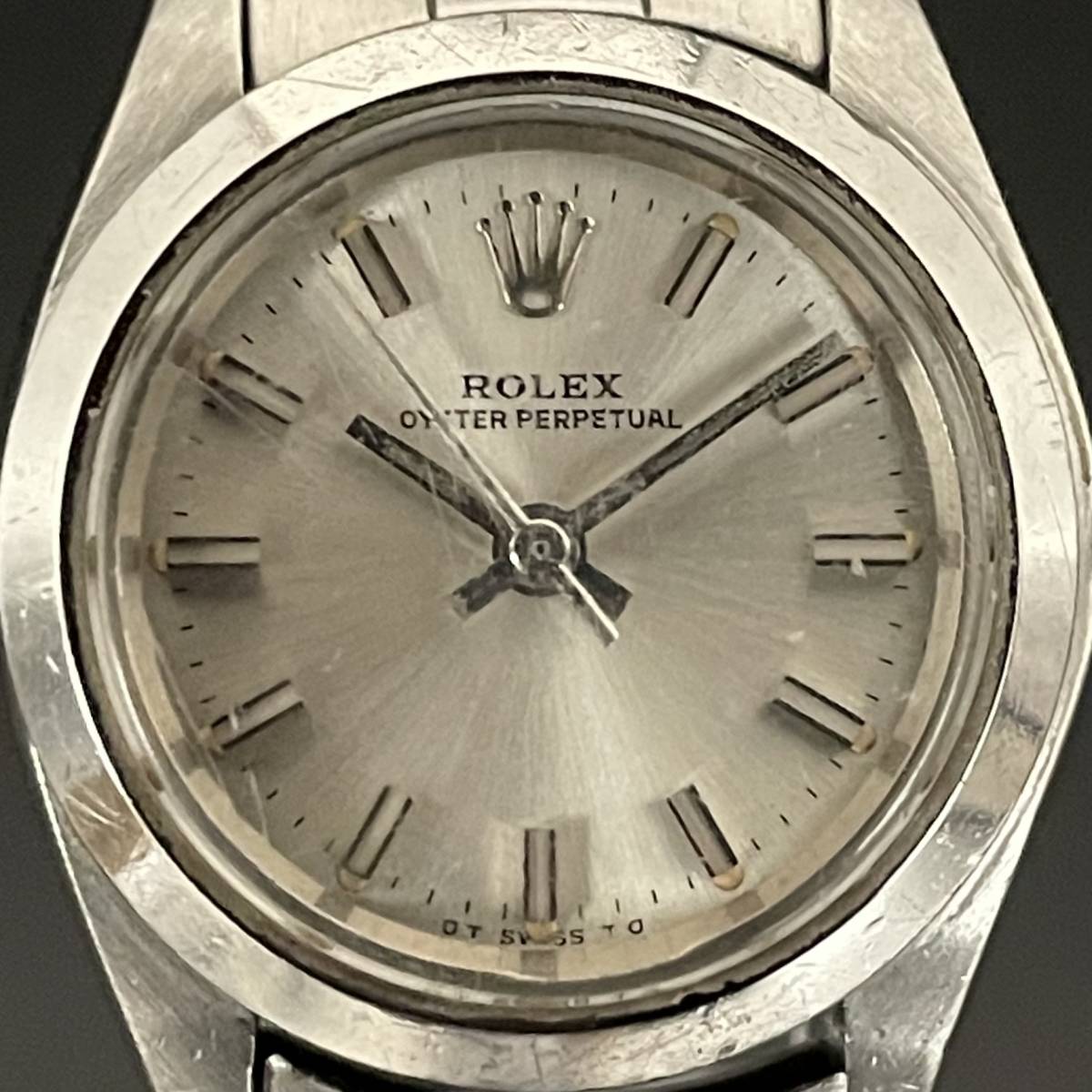 【高級】ロレックス/ROLEX/6718/シルバー/レディース腕時計/オイスターパーペチュアル/24㎜/自動巻/純正/動作良好/女性用の画像4