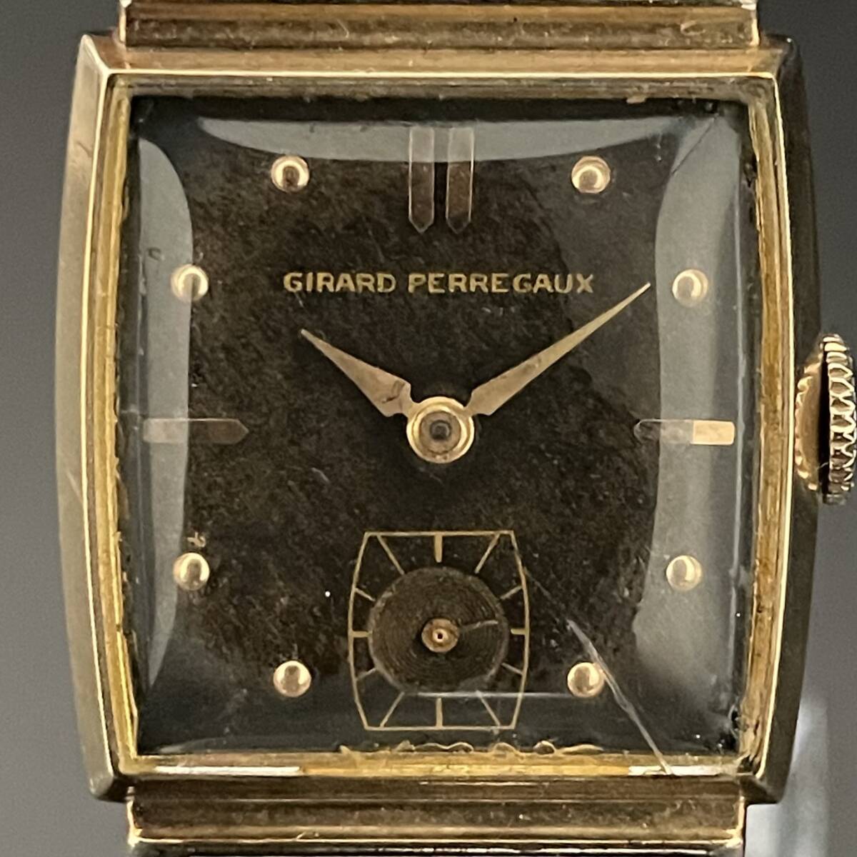 【貴重】ジラールペルゴ/Girard Perregaux/スクエア/1950’s/ゴールド/黒/10KGF/アンティーク/手巻き/金張/メンズ腕時計/純正/男女兼用_画像4