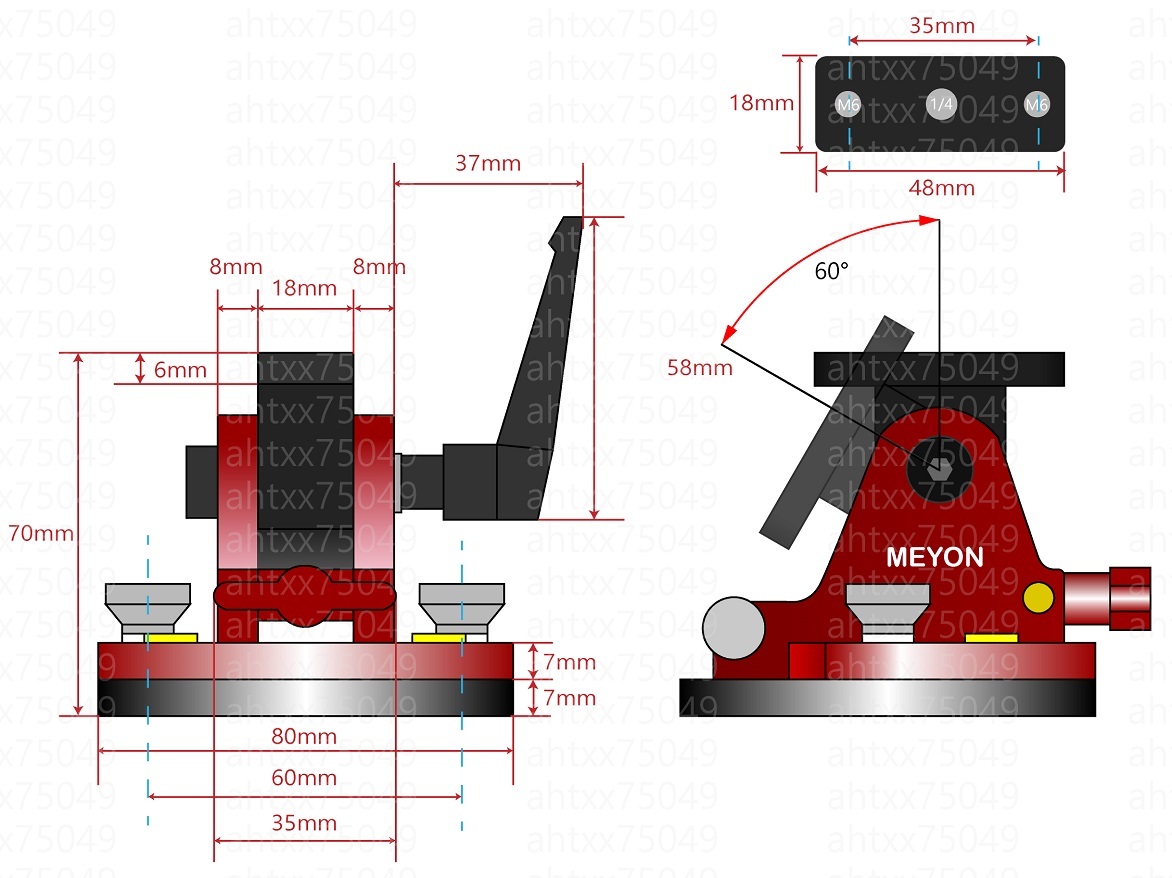 Meyon 微動雲台 ベースマウント ビクセン、アルカスイス両用アリミゾ セット （AZ-GTI ポータブル赤道儀にお勧め）　_画像3