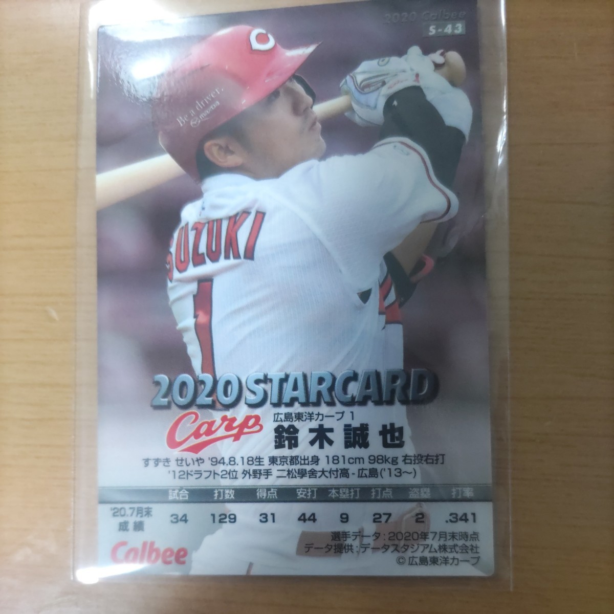 カルビー プロ野球チップス　広島カープ　鈴木誠也　メジャーリーグ　カードコレクション　未使用　キラキラカード　大リーグ_画像3