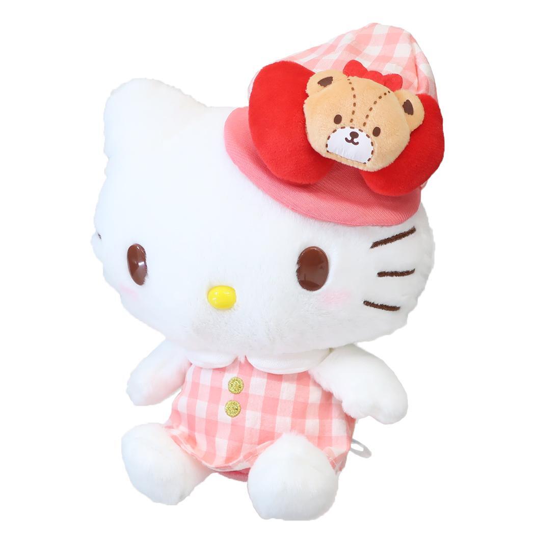 ◆新品　ハローキティ　Hello Kitty　プラッシュドール　S　ぬいぐるみ〈ギンガムチェック・キャスケット〉サンリオ　sanrio_画像1