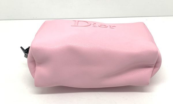 【Christian Dior /クリスチャンディオール】 化粧ポーチ 小物入れ　フェイクレザー　カラーピンク　サイズ：約10×14cm_画像4