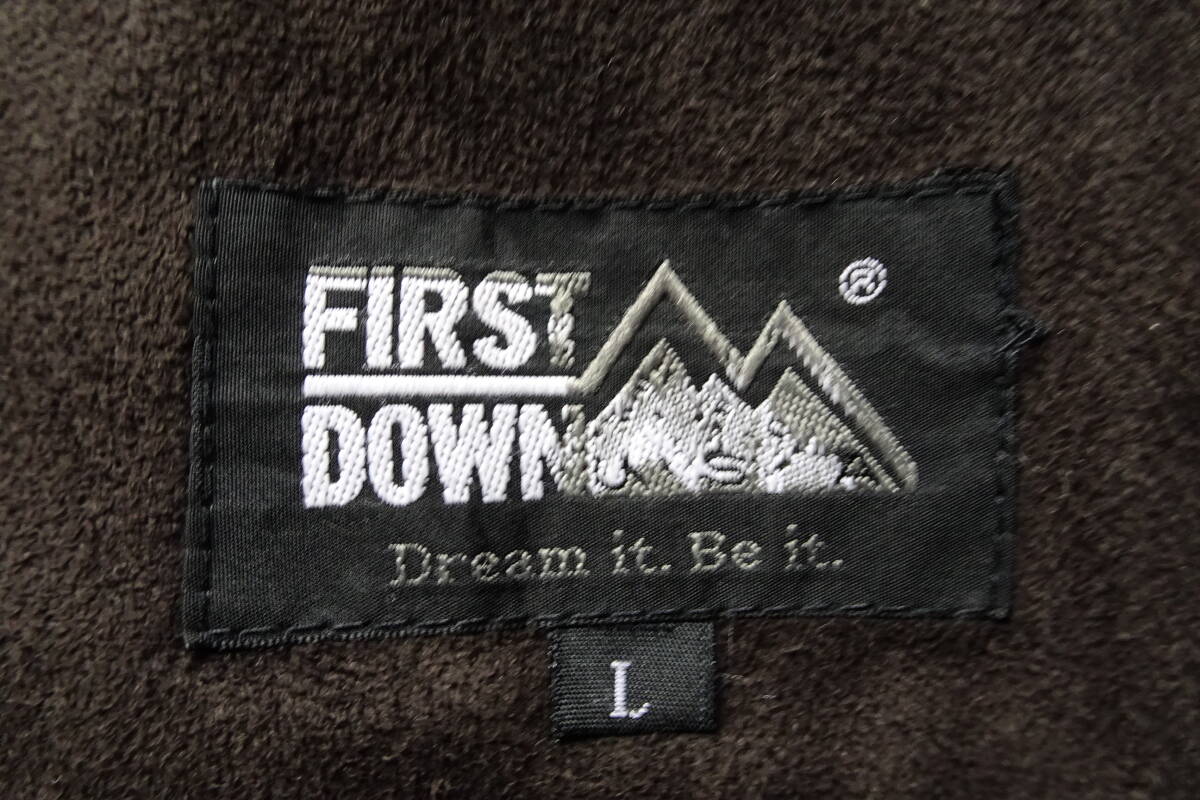 FIRST DOWN/ファーストダウン/長袖ジャケット/表地スエードライク生地/裏地ファーフリース/前ジップ/こげ茶/ダークブラウン/Lサイズ(2/22R)_画像3