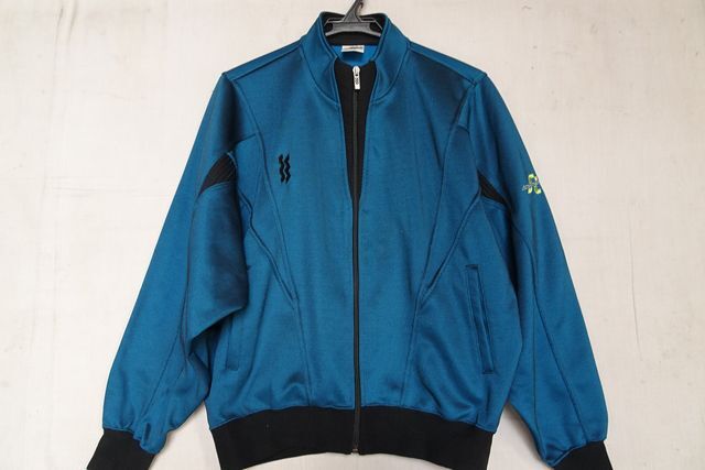 Mizuno SUPERSTAR/ Mizuno / длинный рукав спортивная куртка / джерси материалы / немного глянец чувство / передний Zip выше / спорт / синий зеленый / голубой зеленый /O размер (2/27R)