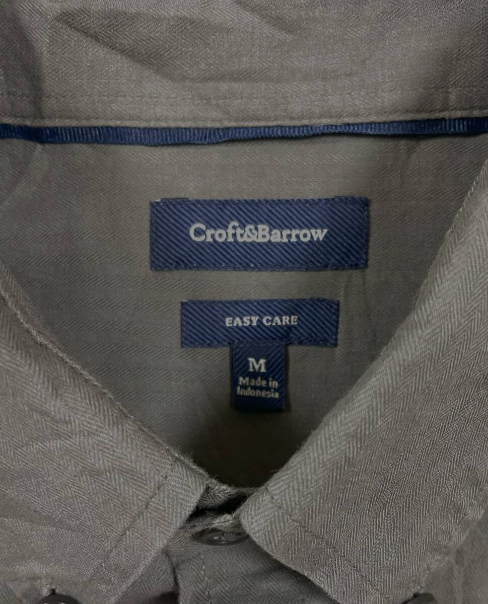 E-192　本場アメカジ輸入古着シャツ CROFT&BARROW　ダークグレーのヘリンボーン長袖ボタンダウンシャツ　M (US-FIT) _画像4