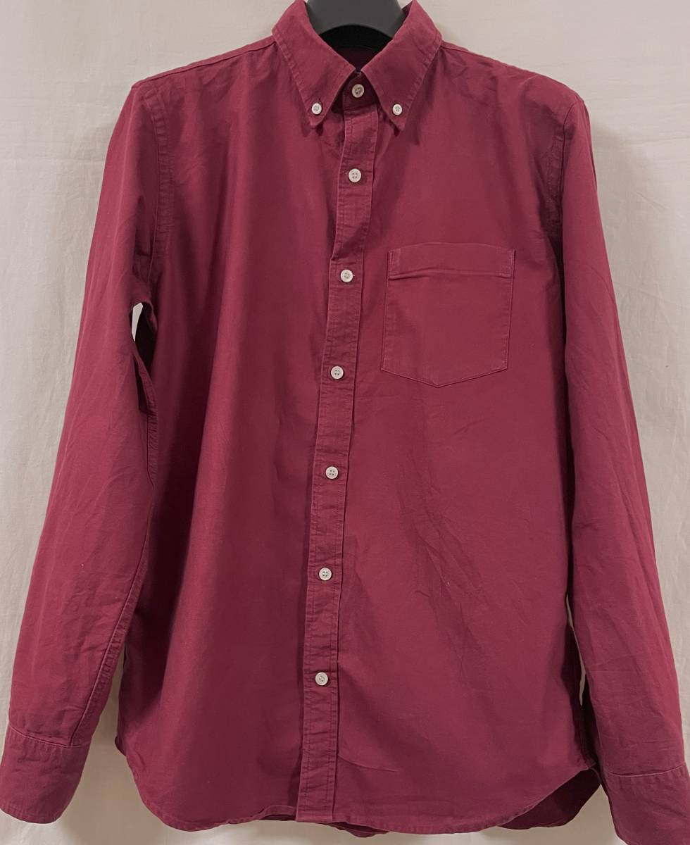 E-147 \800即決セール 本場アメカジ輸入古着シャツ OLD NAVY 赤ワイン色 長袖ボタンダウンシャツ M (US-FIT) の画像1