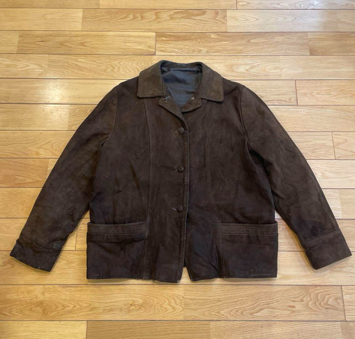 40s vintage leather jacket レザージャケット スウェード 本革 羊革 コート ジャケット ブルゾン バックスキン_画像1