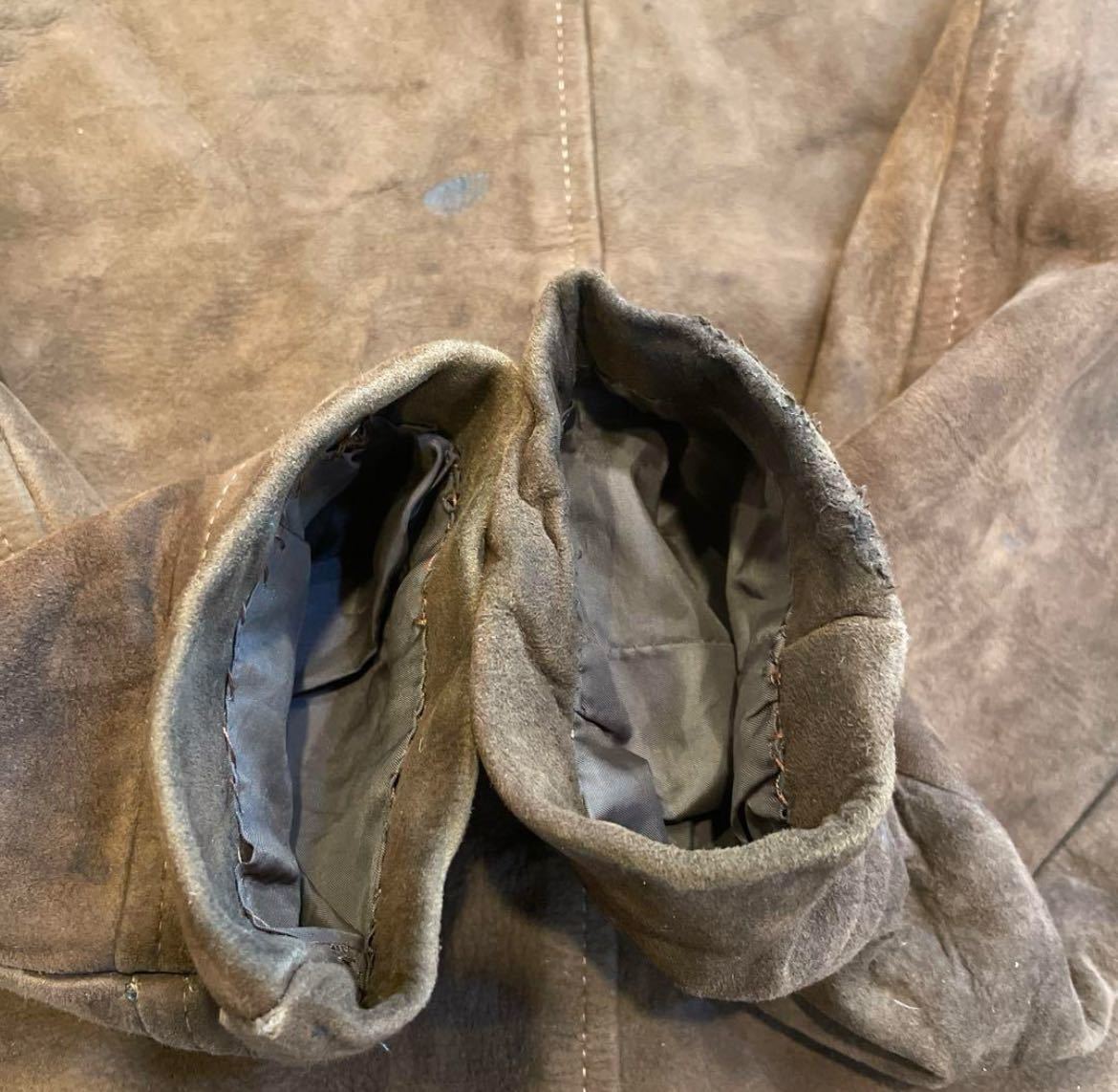 40s vintage leather jacket レザージャケット スウェード 本革 羊革 コート ジャケット ブルゾン バックスキン_画像4