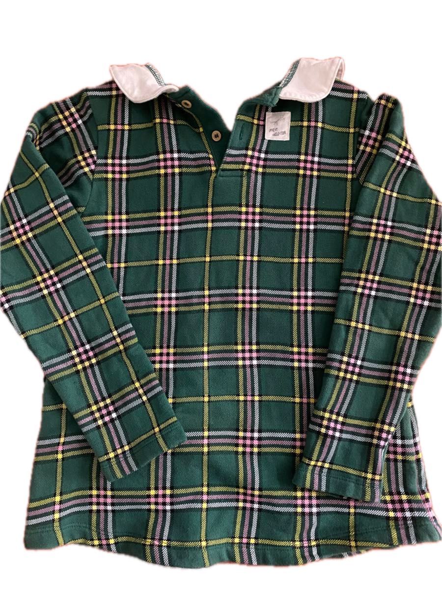インセクトコレクション　てんとうむしポシェットチュニック 120-130cm Lサイズ 緑チェック てんとう虫 女の子 子供服