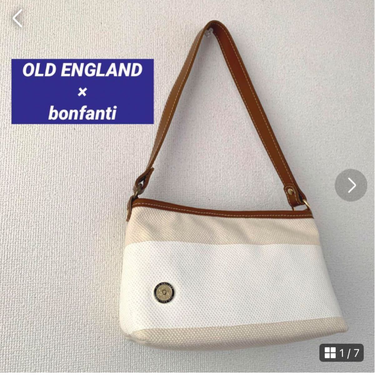 OLD ENGLAND×bonfanti セミショルダーバッグキャンバス レザー