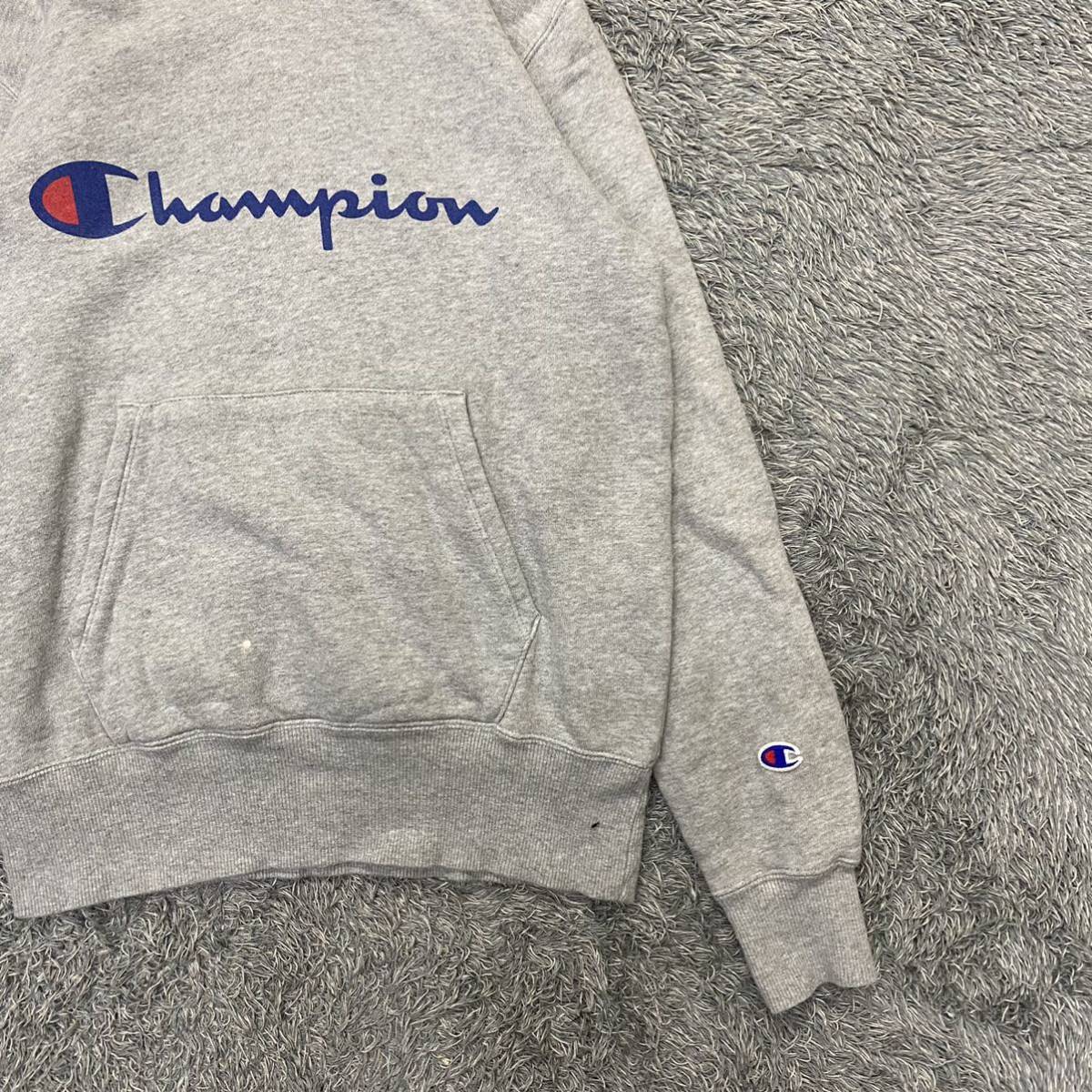 Champion チャンピオン スウェット パーカー プルオーバー サイズM グレー 灰色 メンズ トップス 最落なし （B16）_画像5