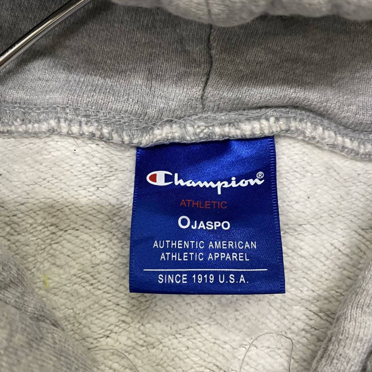 Champion チャンピオン スウェット パーカー ジップアップ サイズO グレー 灰色 メンズ トップス 最落なし （F16）_画像6