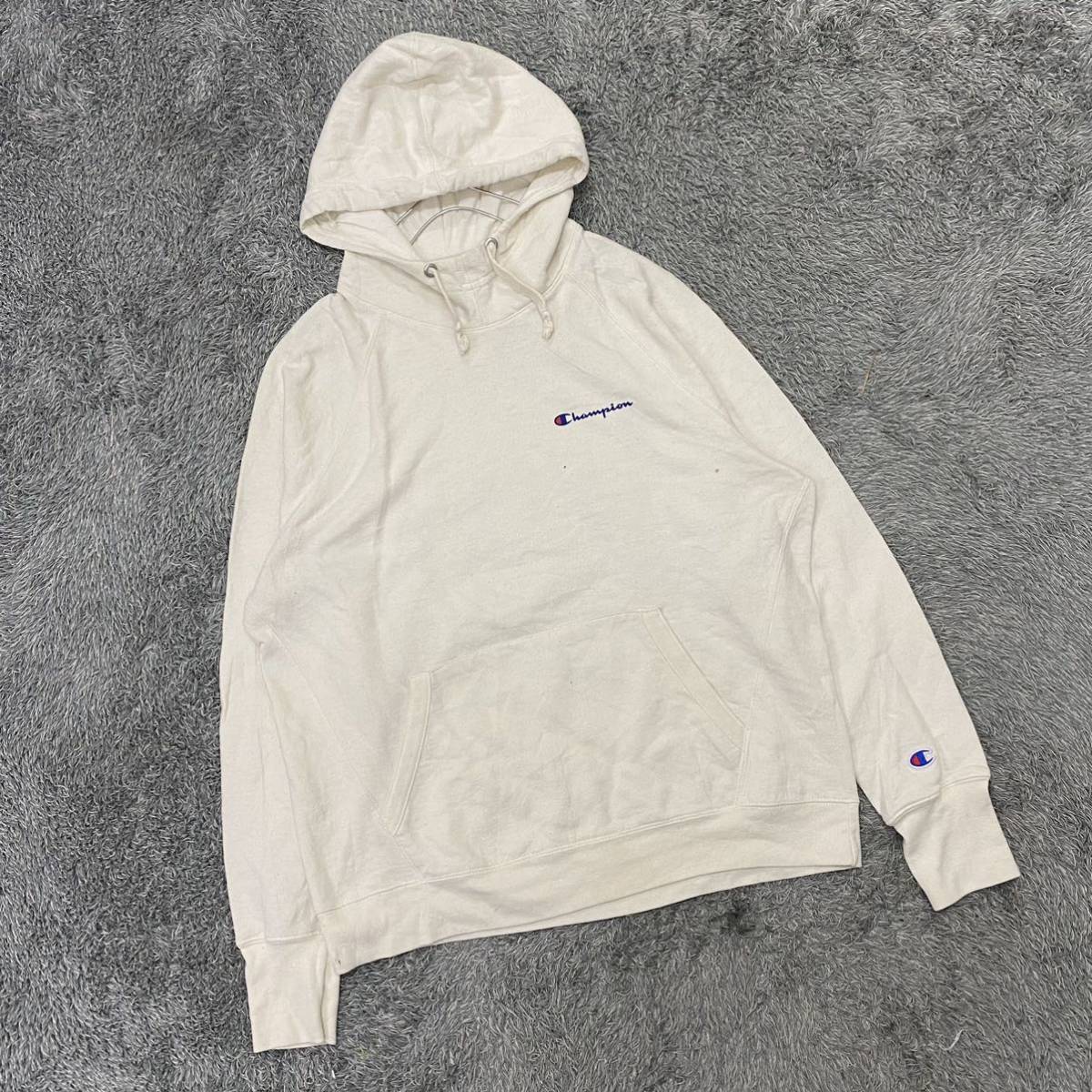 Champion チャンピオン スウェット パーカー プルオーバー サイズ2XL ホワイト 白 メンズ トップス 最落なし （I16）_画像1