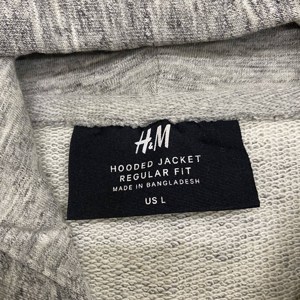 H&M エイチアンドエム スウェット パーカー ジップアップ サイズL グレー 灰色 メンズ トップス 最落なし （M16）_画像6