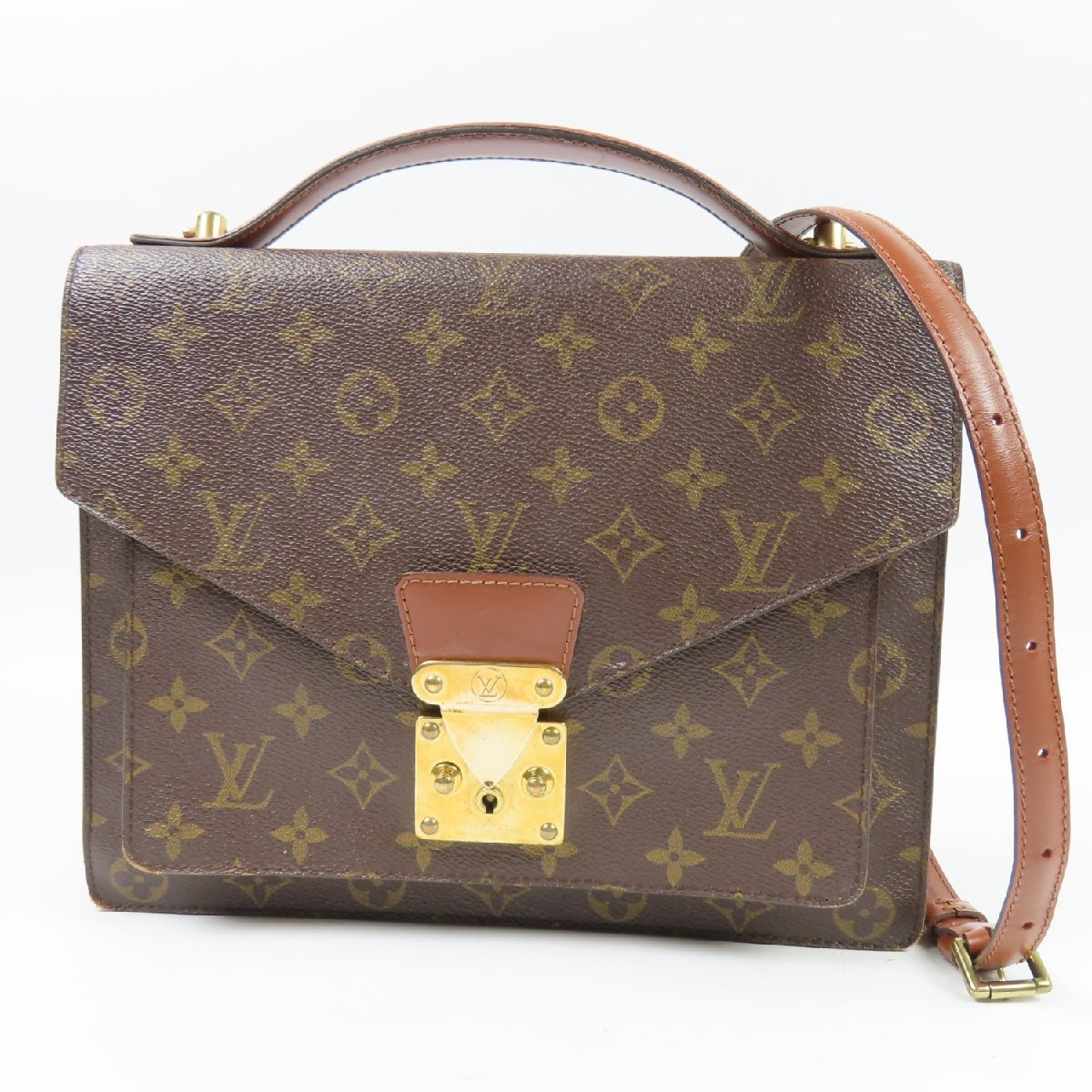 79449LOUIS VUITTON ルイヴィトン モンソー 2WAY ショルダーバッグ ヴィンテージ モノグラム ハンドバッグ レザー ブラウン メンズ