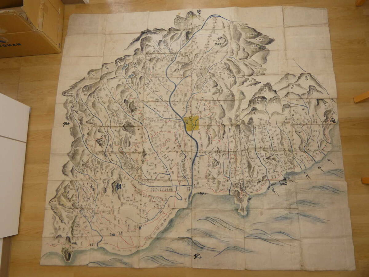 越後国絵図(仮) 江戸末期頃写 紙本着色 南北143㎝ 東西157 越後国絵図(仮) 江戸末期頃写 紙本着色 南北143㎝ 東西157