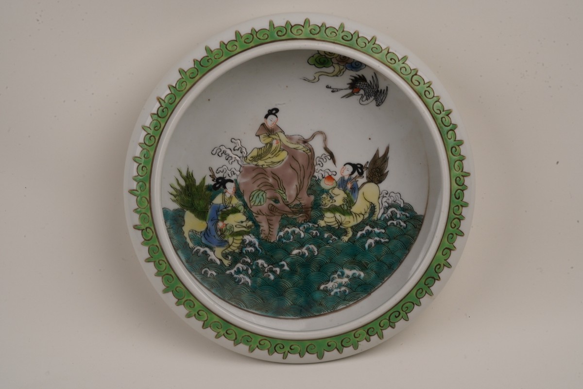 中国 古美術 色絵 粉彩 筆洗 飾り皿 大清 清時代